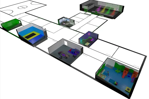 Design showing multiple sensory spaces